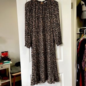 J Crew long sleeve leopard print dress